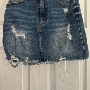 Sz S y2k Distressed Denim mini Skirt